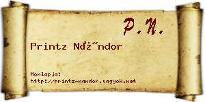 Printz Nándor névjegykártya